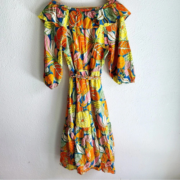 J. Crew Belted midi dress in tropical floral Small belted - Picture 6 of 7
